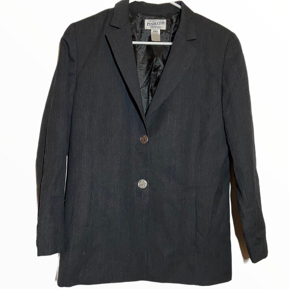Pendleton 100% Virgin Wool Blazer Suit Sports Coat 2 Button Gray 10 Medium